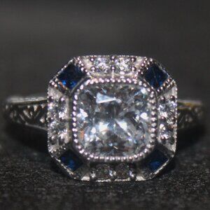 Vintage Art Deco 925 Sterling Sapphire Ring Just like Your Grandmothers Ring